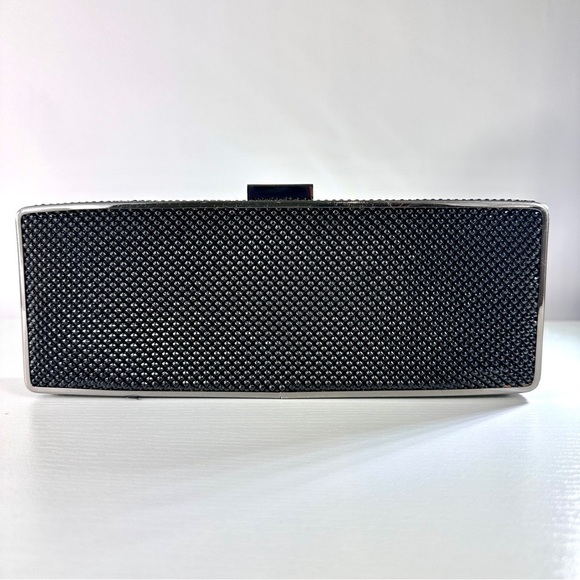 Whiting & Davis Beaded Mesh Clutch in Black/Silver - Picture 1 of 12